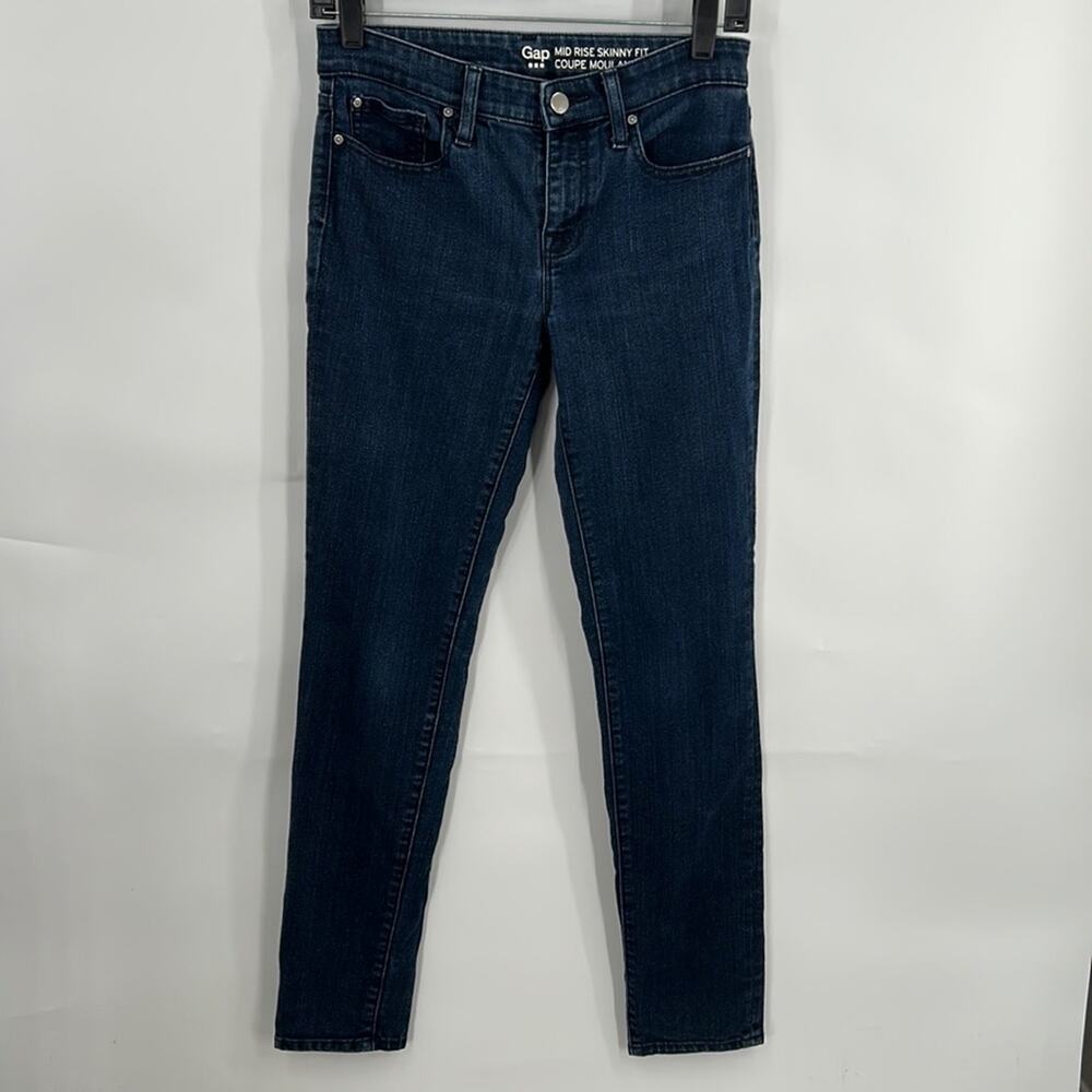 Gap Women's Mid Rise Skinny Fit Dark Wash Jeans Size 0 (25)